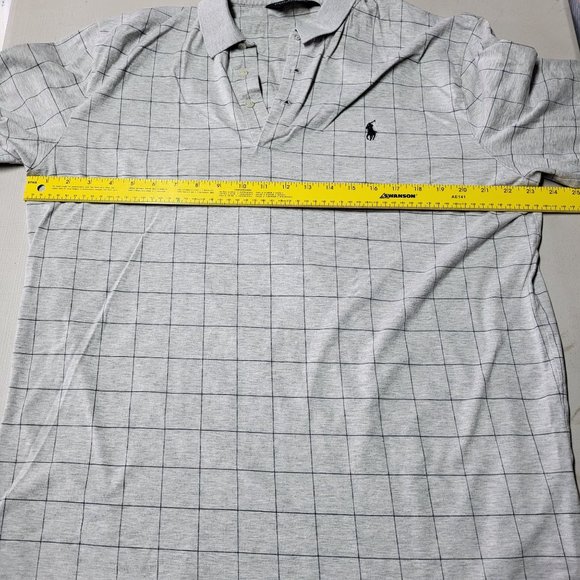 Polo Golf Ralph Lauren Short Sleeve Polo Shirt - Grid Pattern - Grey - Large Top - Picture 8 of 11